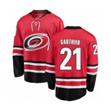 Men Carolina Hurricanes #21 Julien Gauthier Authentic Red Home Fanatics Branded Breakaway NHL Jersey