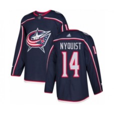 Men Columbus Blue Jackets #14 Gustav Nyquist Authentic Navy Blue Home Hockey Stitched Jersey