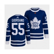 Men Toronto Maple Leafs Black #55 Mark Giordano Blue 2022 Reverse Retro Stitched Jersey