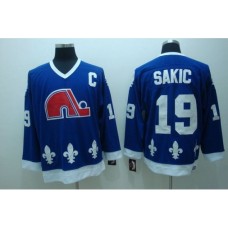 Nordiques #19 Joe Sakic Stitched CCM Throwback Blue NHL Jersey