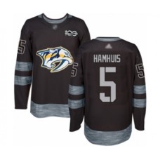 Men Nashville Predators #5 Dan Hamhuis Authentic Black 1917-2017 100th Anniversary Hockey Stitched Jersey