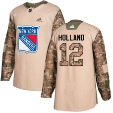 Men Adidas New York Rangers #12 Peter Holland Authentic Camo Veterans Day Practice NHL Jersey