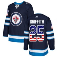 Men Adidas Winnipeg Jets #25 Seth Griffith Authentic Navy Blue USA Flag Fashion NHL Jersey