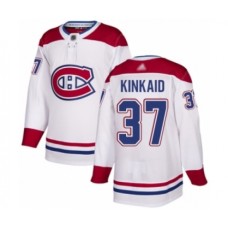 Men Montreal Canadiens #37 Keith Kinkaid Authentic White Away Hockey Stitched Jersey