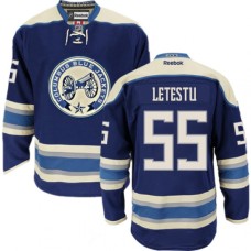 Men Reebok Columbus Blue Jackets #55 Mark Letestu Authentic Navy Blue Third NHL Jersey