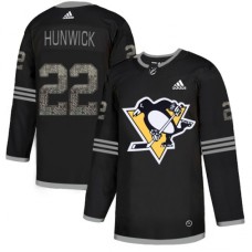 Men Adidas Pittsburgh Penguins #22 Matt Hunwick Black Authentic Classic Stitched NHL Jersey