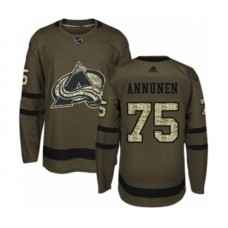 Men Adidas Colorado Avalanche #75 Justus Annunen Authentic Green Salute to Service NHL Jersey