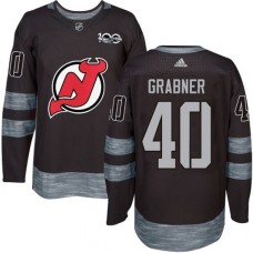 Men Adidas New Jersey Devils #40 Michael Grabner Authentic Black 1917-2017 100th Anniversary NHL Jersey