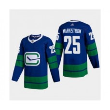 Men Vancouver Canucks #25 Jacob Markstrom 2020-21 Authentic Player Alternate Stitched Hockey Jersey Blue