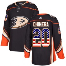 Men Adidas Anaheim Ducks #20 Jason Chimera Authentic Black USA Flag Fashion NHL Jersey