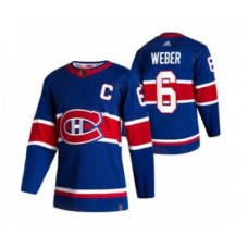 Men Montreal Canadiens #6 Shea Weber Blue 2020-21 Reverse Retro Alternate Hockey Stitched Jersey