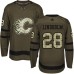 Men Adidas Calgary Flames #28 Elias Lindholm Green Salute to Service Stitched NHL Jersey