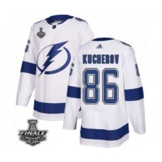 Men Adidas Lightning #86 Nikita Kucherov White Home Authentic 2021 Stanley Cup Stitched Jersey