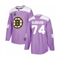 Men Boston Bruins #74 Jake DeBrusk Authentic Purple Fights Cancer Practice 2019 Stanley Cup Final Bound Hockey Jersey