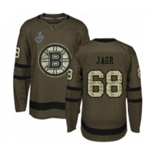 Men Boston Bruins #68 Jaromir Jagr Authentic Green Salute to Service 2019 Stanley Cup Final Bound Hockey Jersey