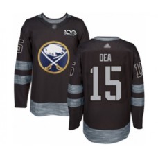 Men Buffalo Sabres #15 Jean-Sebastien Dea Authentic Black 1917-2017 100th Anniversary Hockey Stitched Jersey