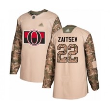 Men Ottawa Senators #22 Nikita Zaitsev Authentic Camo Veterans Day Practice Hockey Stitched Jersey