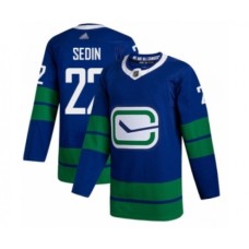 Men Vancouver Canucks #22 Daniel Sedin Authentic Royal Blue Alternate Hockey Stitched Jersey