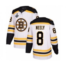 Men Boston Bruins #8 Cam Neely Authentic White Away 2019 Stanley Cup Final Bound Hockey Jersey