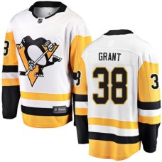 Men Pittsburgh Penguins #38 Derek Grant Authentic White Away Fanatics Branded Breakaway NHL Jersey