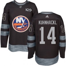 Men Adidas New York Islanders #14 Tom Kuhnhackl Authentic Black 1917-2017 100th Anniversary NHL Jersey