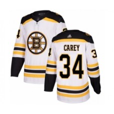 Men Boston Bruins #34 Paul Carey Authentic White Away Hockey Stitched Jersey