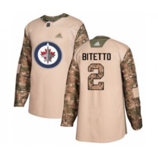 Men Winnipeg Jets #2 Anthony Bitetto Authentic Camo Veterans Day Practice Hockey Stitched Jersey