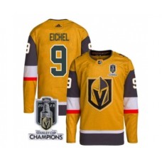 Men Vegas Golden Knights #9 Jack Eichel Gold 2023 Stanley Cup Champions Stitched Jersey