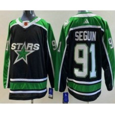 Men Dallas Stars #91 Tyler Seguin Black 2022 Reverse Retro Authentic Stitched Jersey