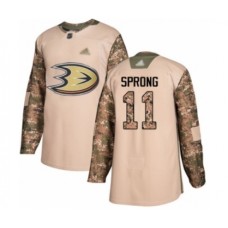 Men Anaheim Ducks #11 Daniel Sprong Authentic Camo Veterans Day Practice Hockey Stitched Jersey