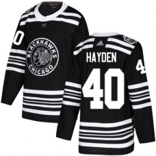 Men Adidas Chicago Blackhawks #40 John Hayden Authentic Black 2019 Winter Classic NHL Jersey