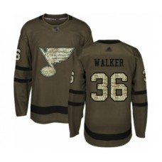 Men St. Louis Blues #36 Nathan Walker Authentic Green Salute to Service Hockey Stitched Jersey