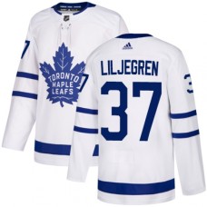 Men Adidas Toronto Maple Leafs #37 Timothy Liljegren Authentic White Away NHL Jersey