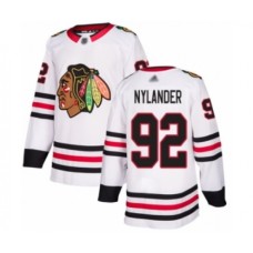 Men Chicago Blackhawks #92 Alexander Nylander Authentic White Away Hockey Stitched Jersey