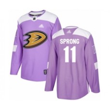 Men Anaheim Ducks #11 Daniel Sprong Authentic Purple Fights Cancer Practice Hockey Stitched Jersey