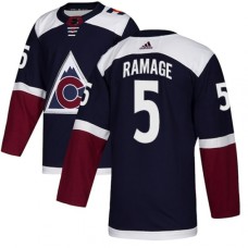 Men Adidas Colorado Avalanche #5 Rob Ramage Authentic Navy Blue Alternate NHL Jersey