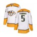 Men Nashville Predators #5 Dan Hamhuis Authentic White Away Hockey Stitched Jersey