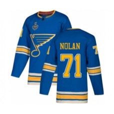 Men St. Louis Blues #71 Jordan Nolan Authentic Navy Blue Alternate 2019 Stanley Cup Final Bound Hockey Jersey