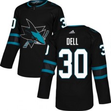 Men Adidas San Jose Sharks #30 Aaron Dell Premier Black Alternate NHL Jersey