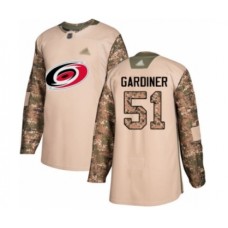 Men Carolina Hurricanes #51 Jake Gardiner Authentic Camo Veterans Day Practice Hockey Stitched Jersey