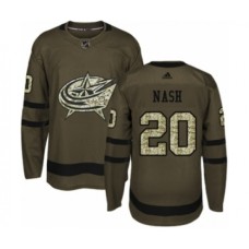 Men Adidas Columbus Blue Jackets #20 Riley Nash Authentic Green Salute to Service NHL Jersey