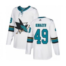 Men San Jose Sharks #49 Artemi Kniazev Authentic White Away Hockey Stitched Jersey