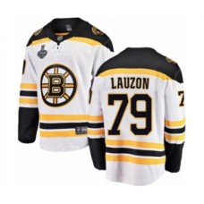 Men Boston Bruins #79 Jeremy Lauzon Authentic White Away Fanatics Branded Breakaway 2019 Stanley Cup Final Bound Hockey Jersey