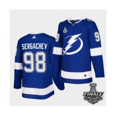 Men Adidas Lightning #98 Mikhail Sergachev Blue Home Authentic 2021 Stanley Cup Stitched Jersey