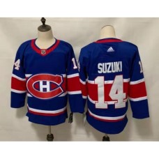 Men Montreal Canadiens #14 Nick Suzuki Blue 2020-21 Reverse Retro Alternate Hockey Stitched Jersey