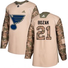 Men Adidas St. Louis Blues #21 Tyler Bozak Authentic Camo Veterans Day Practice NHL Jersey