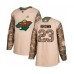 Men Minnesota Wild #23 J.T. Brown Authentic Camo Veterans Day Practice Hockey Stitched Jersey