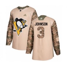 Men Pittsburgh Penguins #3 Jack Johnson Authentic Camo Veterans Day Practice Hockey Stitched Jersey