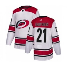 Men Adidas Carolina Hurricanes #21 Julien Gauthier Authentic White Away NHL Jersey