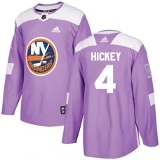 Men Adidas New York Islanders #4 Thomas Hickey Authentic Purple Fights Cancer Practice NHL Jersey